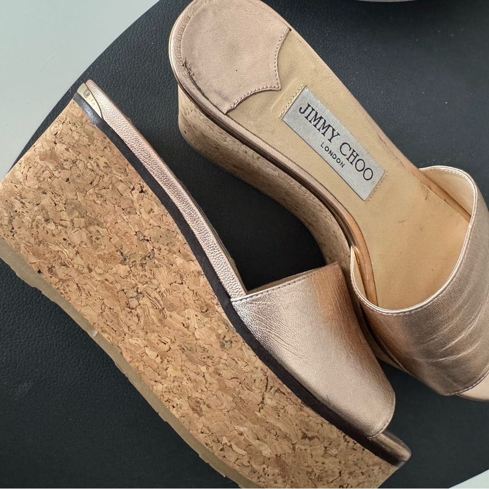 Jimmy Choo Metallic Wedge Sandals